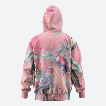 Australia Breast Cancer Hoodie Pink Galah with Eucalyptus Flowers
