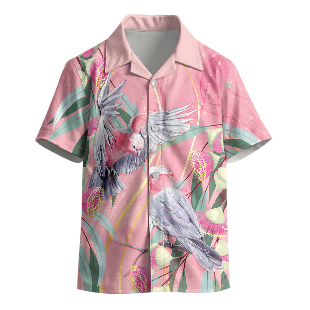 Australia Breast Cancer Kid Hawaiian Shirt Pink Galah with Eucalyptus Flowers