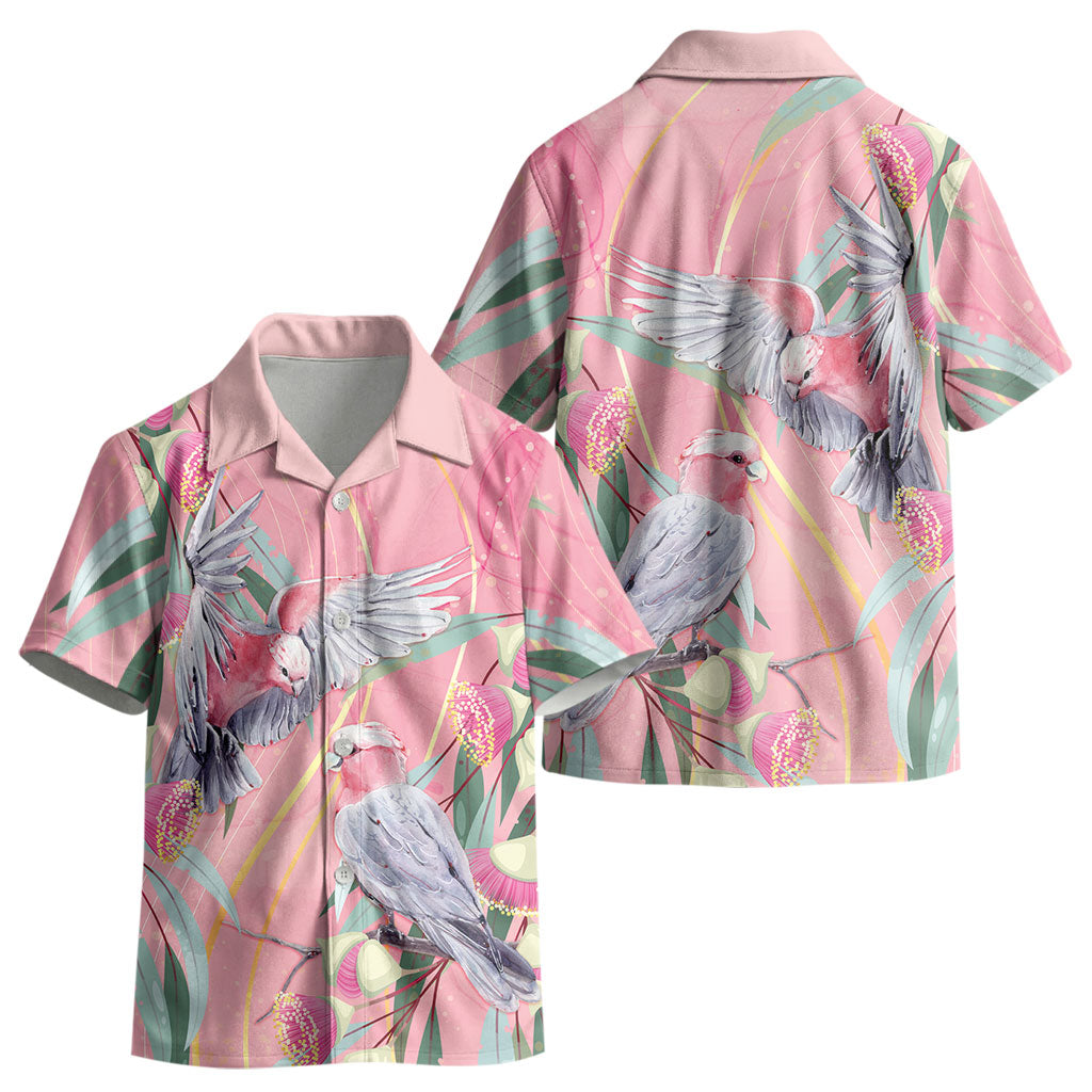 Australia Breast Cancer Kid Hawaiian Shirt Pink Galah with Eucalyptus Flowers