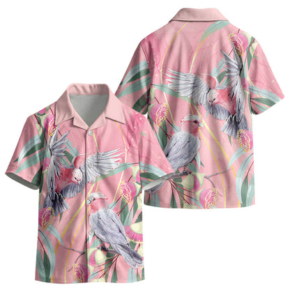 Australia Breast Cancer Kid Hawaiian Shirt Pink Galah with Eucalyptus Flowers