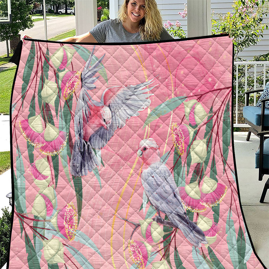 Australia Breast Cancer Quilt Pink Galah with Eucalyptus Flowers