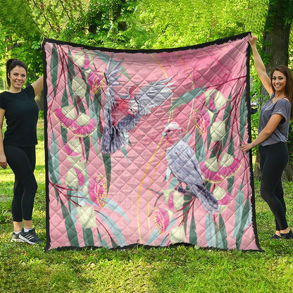 Australia Breast Cancer Quilt Pink Galah with Eucalyptus Flowers