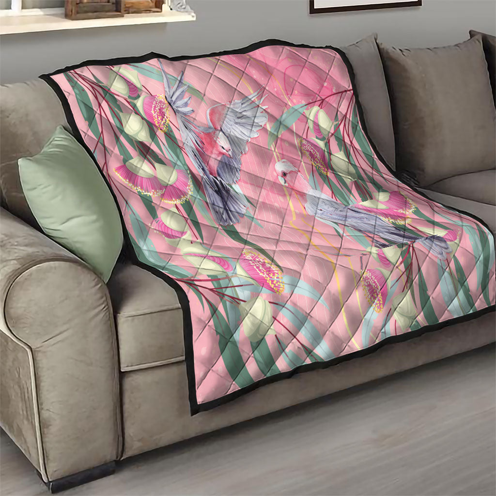 Australia Breast Cancer Quilt Pink Galah with Eucalyptus Flowers