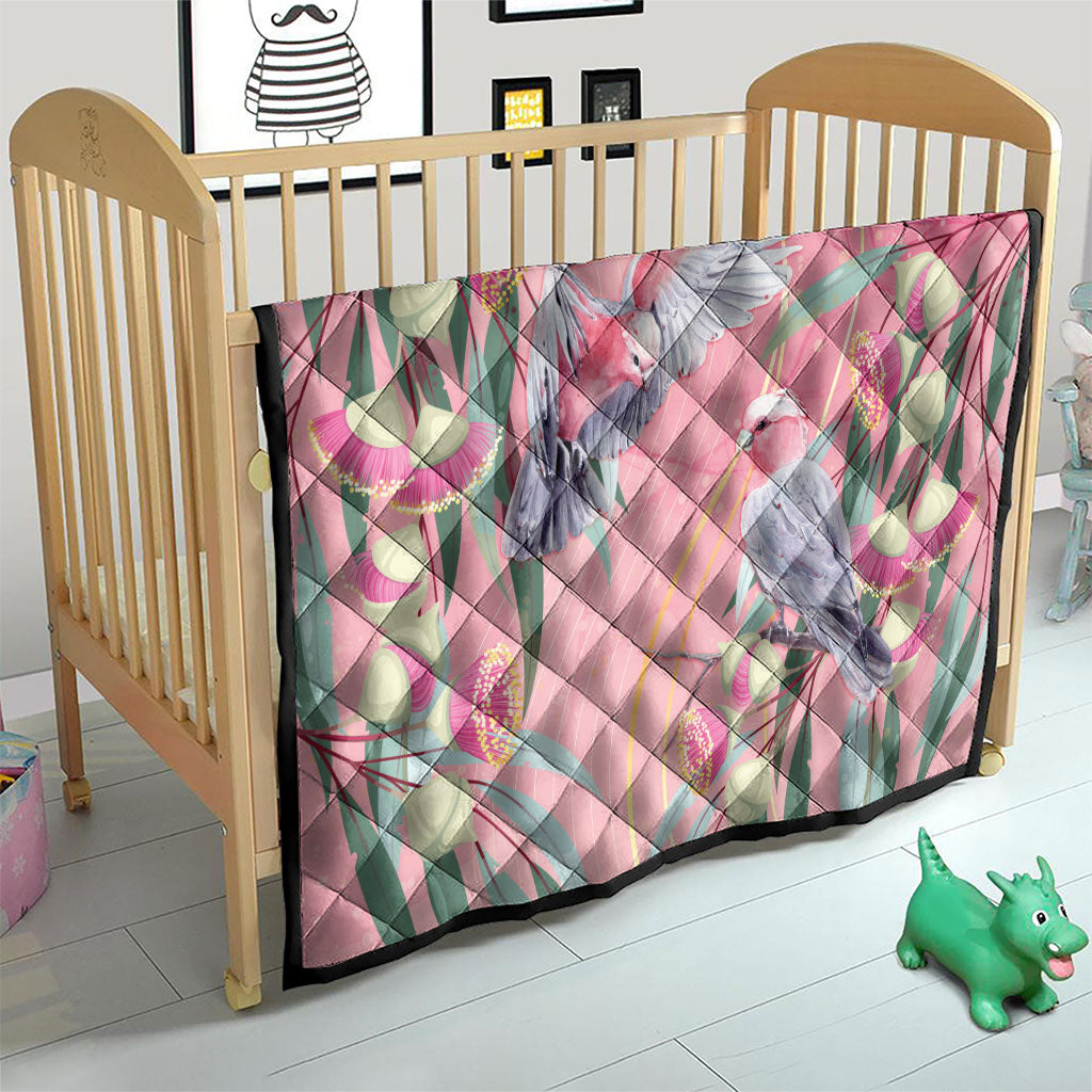 Australia Breast Cancer Quilt Pink Galah with Eucalyptus Flowers