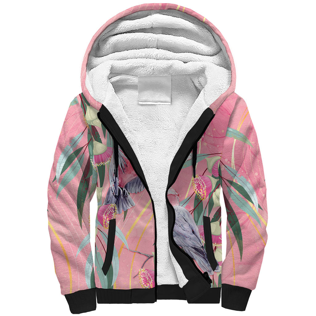 Australia Breast Cancer Sherpa Hoodie Pink Galah with Eucalyptus Flowers