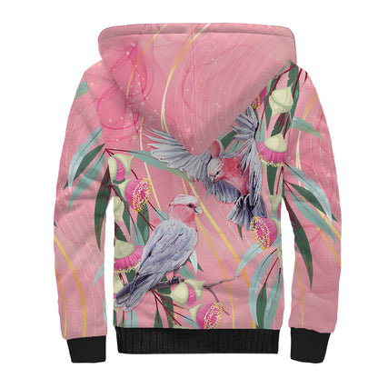 Australia Breast Cancer Sherpa Hoodie Pink Galah with Eucalyptus Flowers