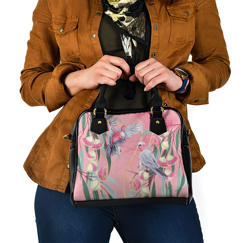 Australia Breast Cancer Shoulder Handbag Pink Galah with Eucalyptus Flowers