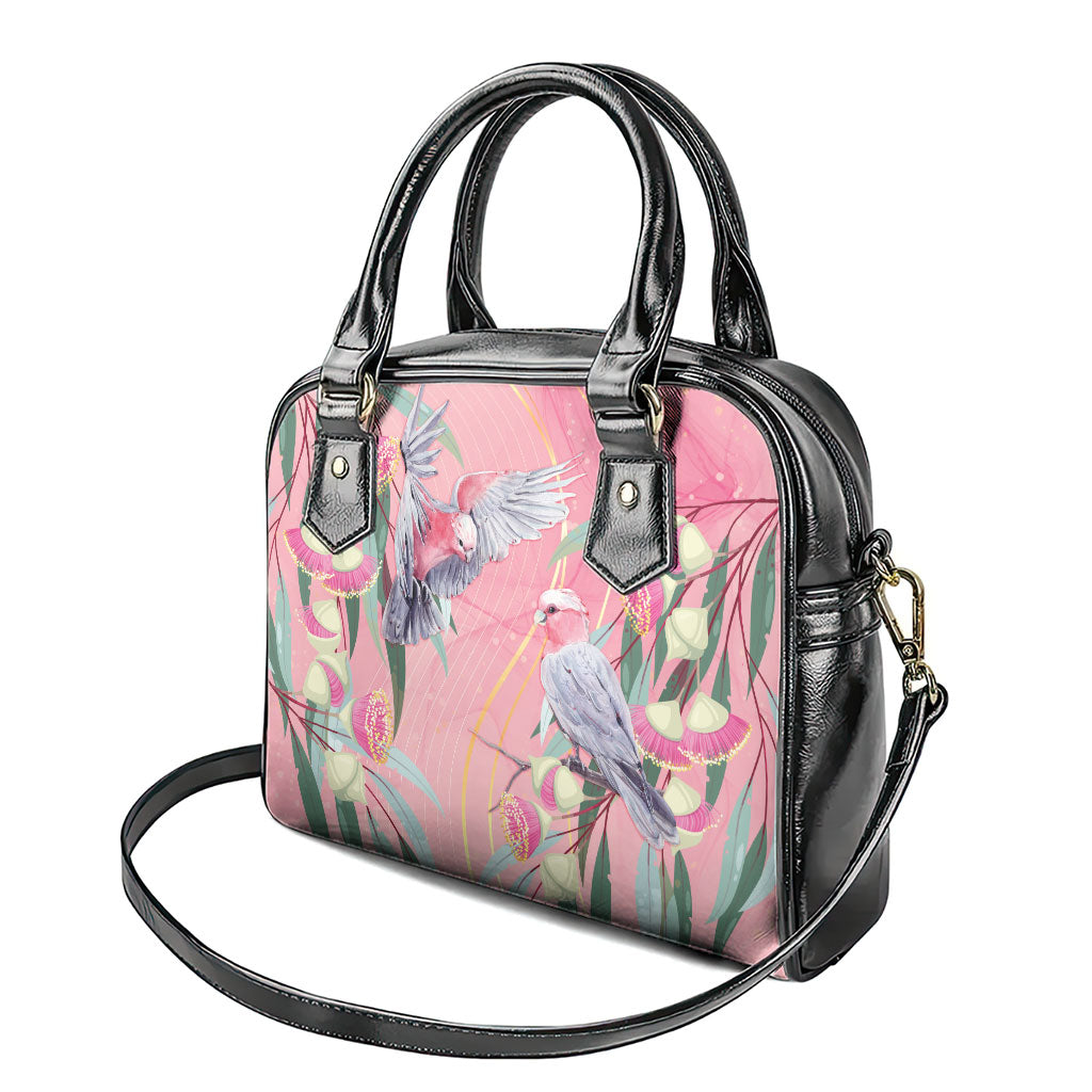 Australia Breast Cancer Shoulder Handbag Pink Galah with Eucalyptus Flowers