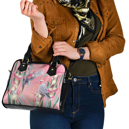 Australia Breast Cancer Shoulder Handbag Pink Galah with Eucalyptus Flowers