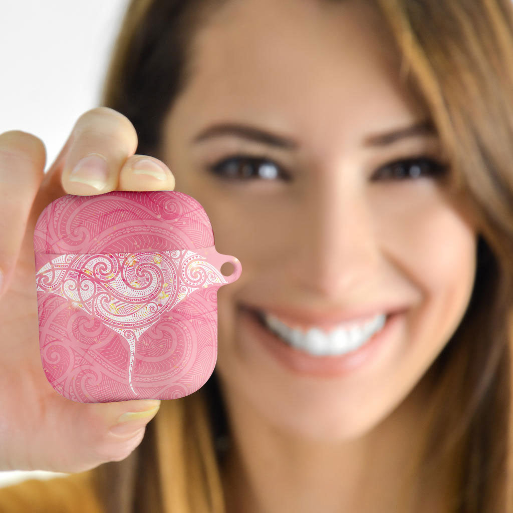 Breast Cancer Movement Maori Aotearoa AirPods Case Manta Ray - Pink Glaze