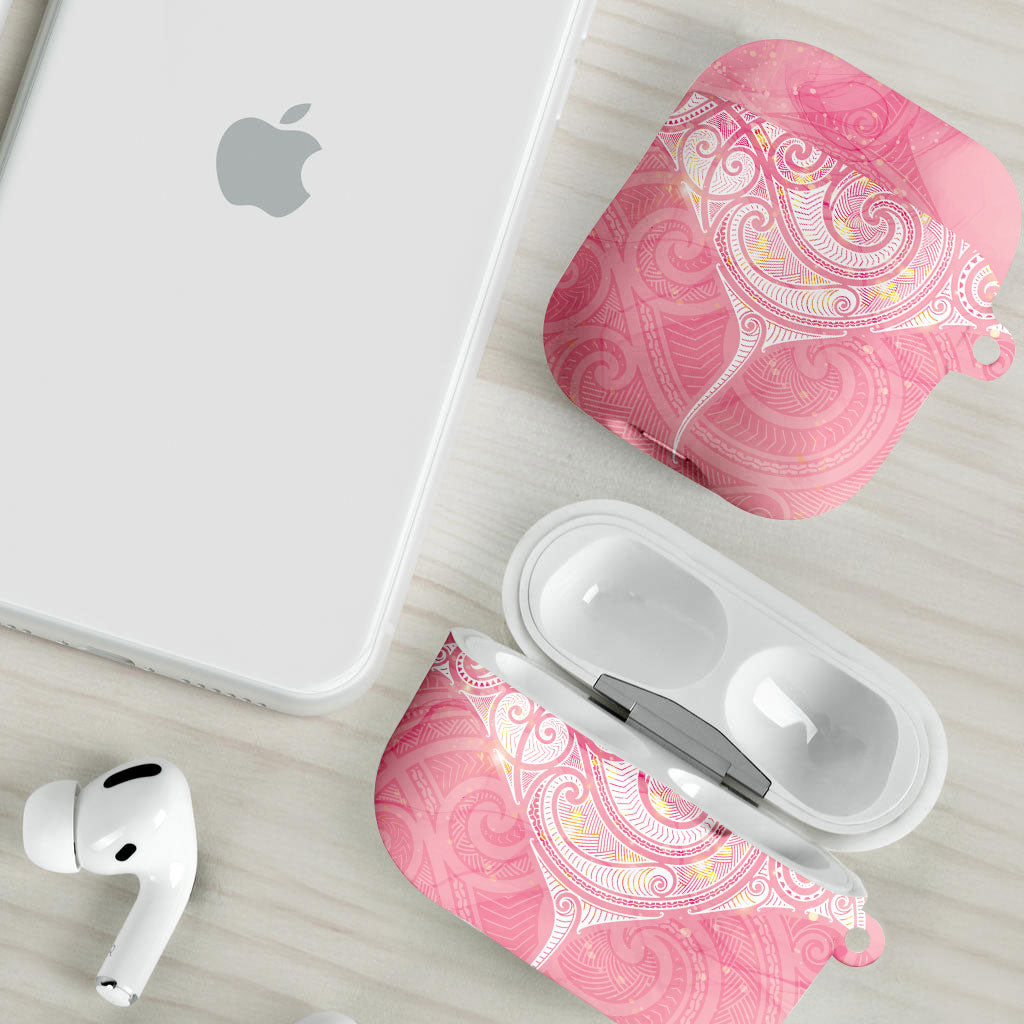 Breast Cancer Movement Maori Aotearoa AirPods Case Manta Ray - Pink Glaze