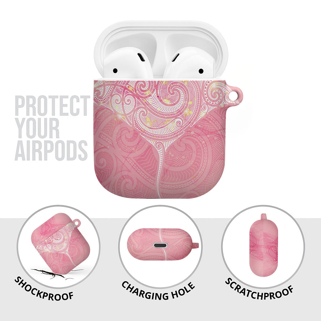 Breast Cancer Movement Maori Aotearoa AirPods Case Manta Ray - Pink Glaze