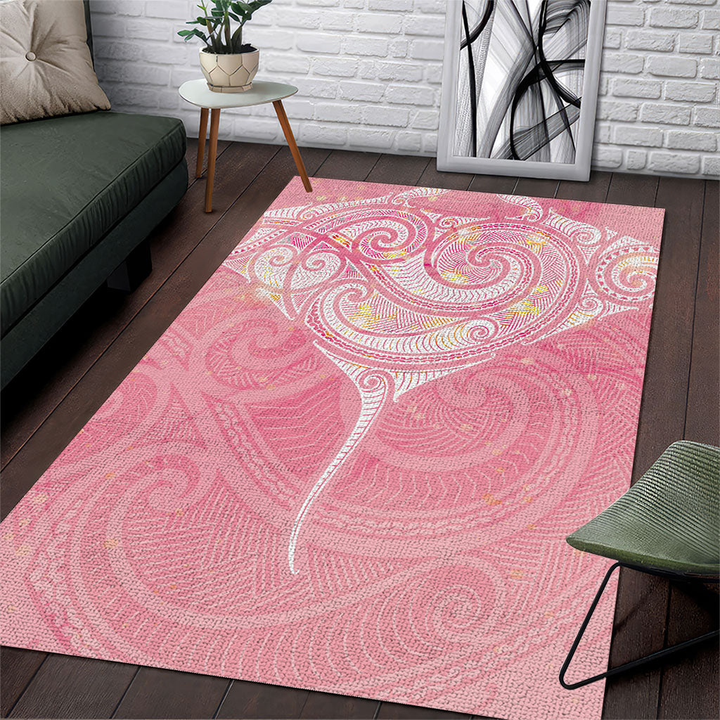 Breast Cancer Movement Maori Aotearoa Area Rug Manta Ray - Pink Glaze