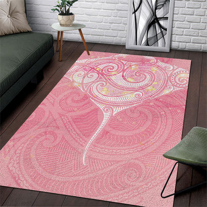 Breast Cancer Movement Maori Aotearoa Area Rug Manta Ray - Pink Glaze