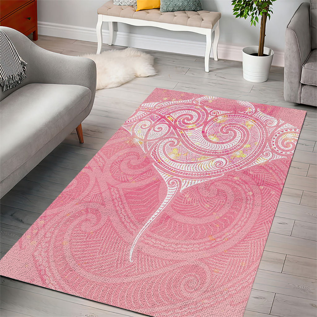 Breast Cancer Movement Maori Aotearoa Area Rug Manta Ray - Pink Glaze