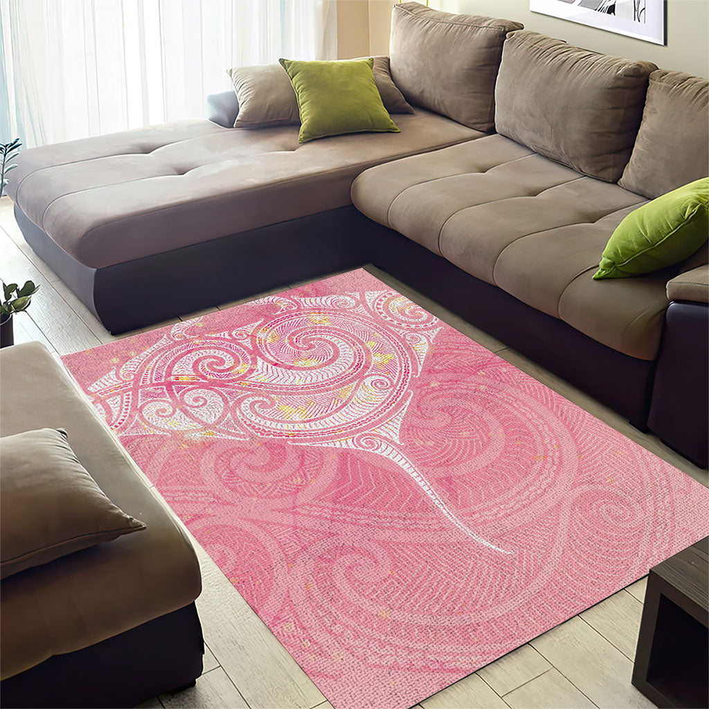 Breast Cancer Movement Maori Aotearoa Area Rug Manta Ray - Pink Glaze