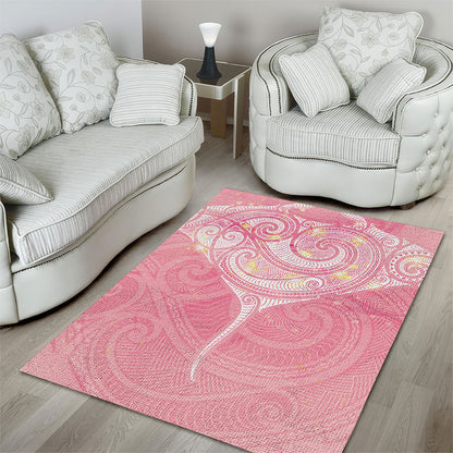 Breast Cancer Movement Maori Aotearoa Area Rug Manta Ray - Pink Glaze
