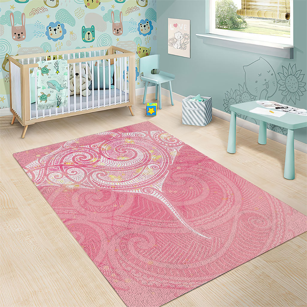 Breast Cancer Movement Maori Aotearoa Area Rug Manta Ray - Pink Glaze