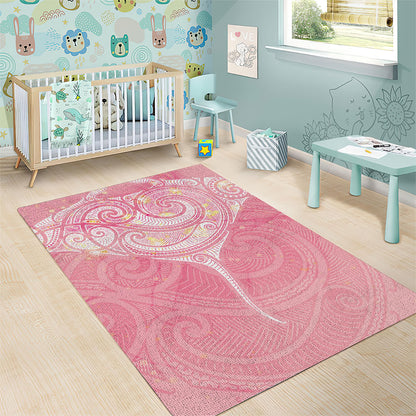 Breast Cancer Movement Maori Aotearoa Area Rug Manta Ray - Pink Glaze