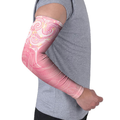 Breast Cancer Movement Maori Aotearoa Arm Sleeves Manta Ray - Pink Glaze