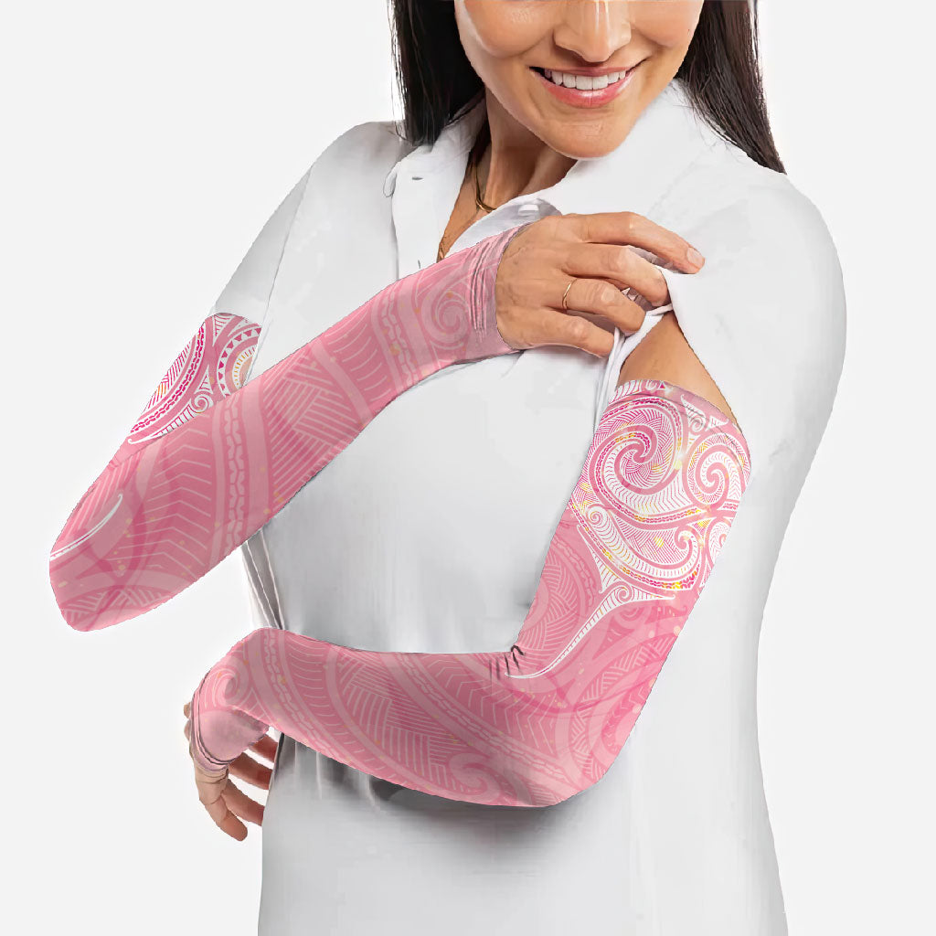 Breast Cancer Movement Maori Aotearoa Arm Sleeves Manta Ray - Pink Glaze