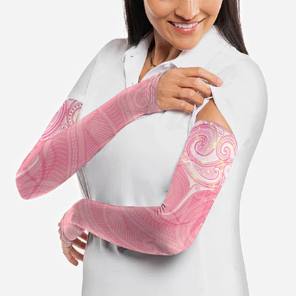 Breast Cancer Movement Maori Aotearoa Arm Sleeves Manta Ray - Pink Glaze
