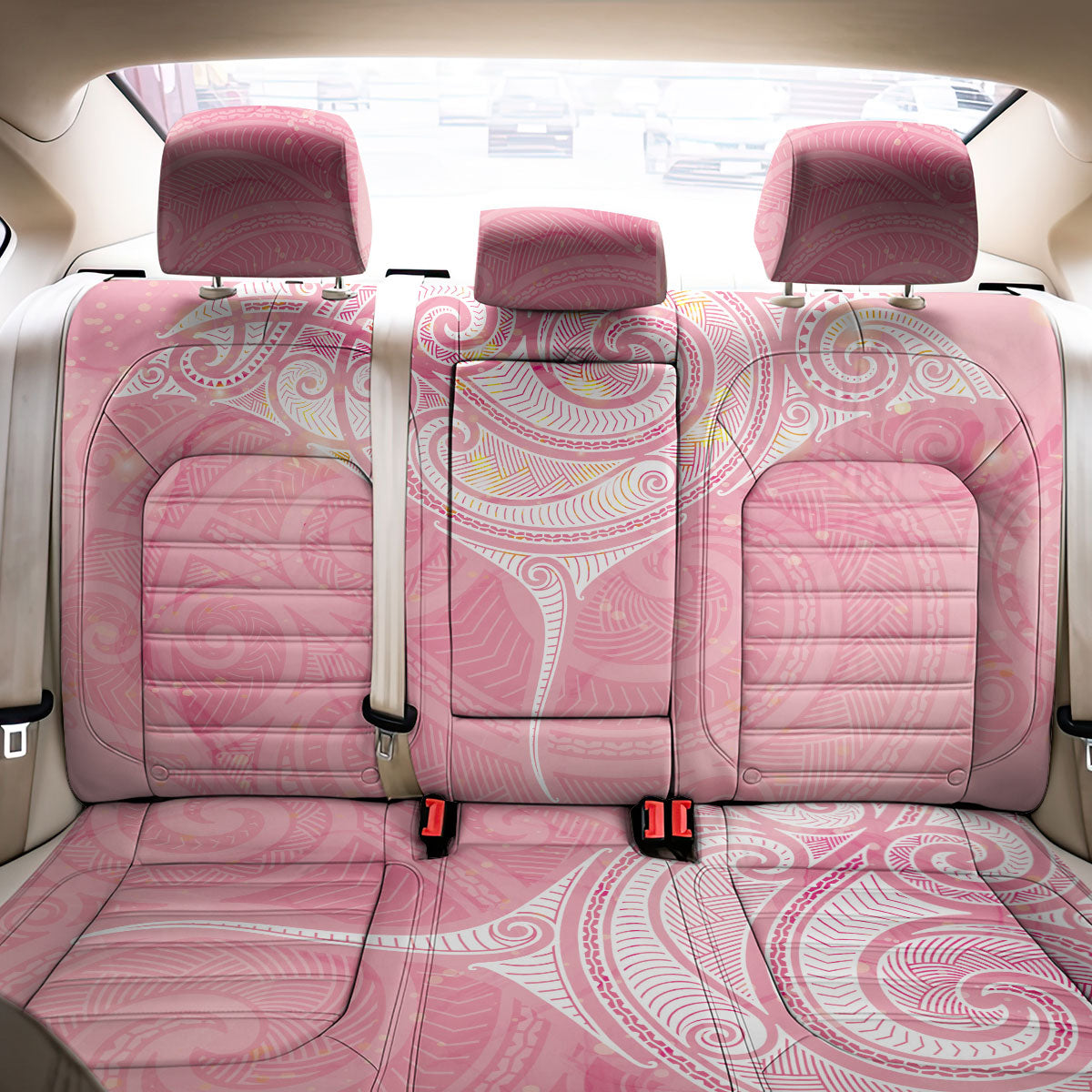Breast Cancer Movement Maori Aotearoa Back Car Seat Cover Manta Ray - Pink Glaze