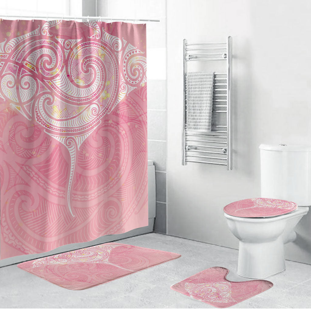 Breast Cancer Movement Maori Aotearoa Bathroom Set Manta Ray - Pink Glaze