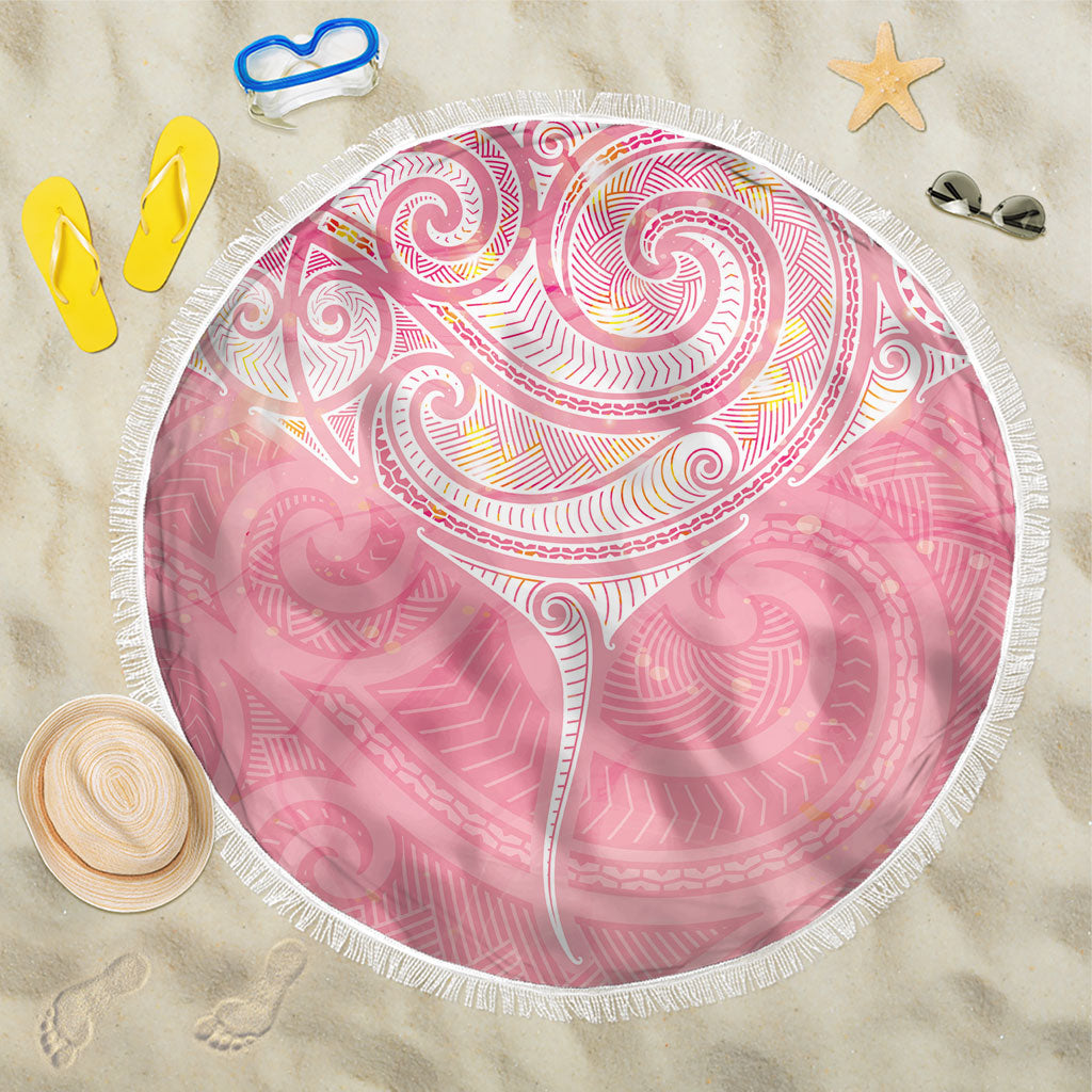 Breast Cancer Movement Maori Aotearoa Beach Blanket Manta Ray - Pink Glaze
