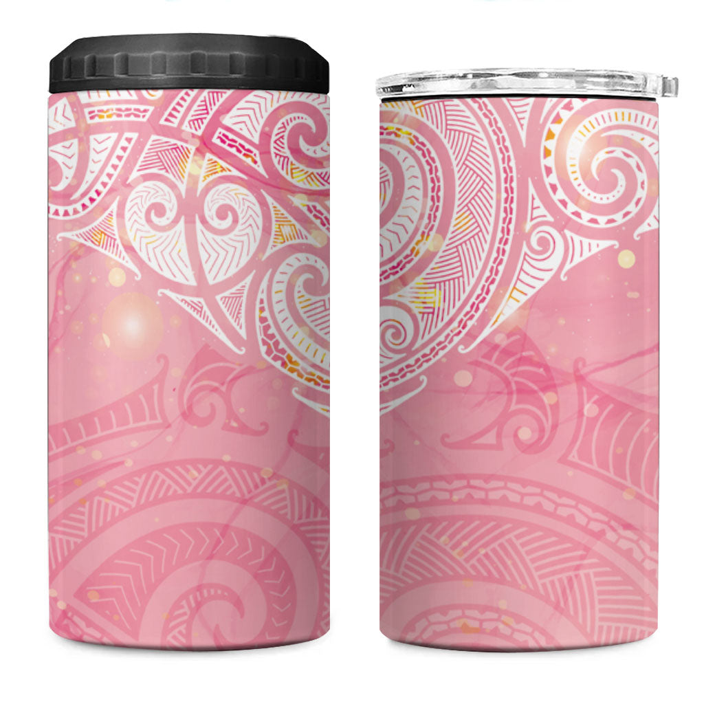 Breast Cancer Movement Maori Aotearoa 4 in 1 Can Cooler Tumbler Manta Ray - Pink Glaze