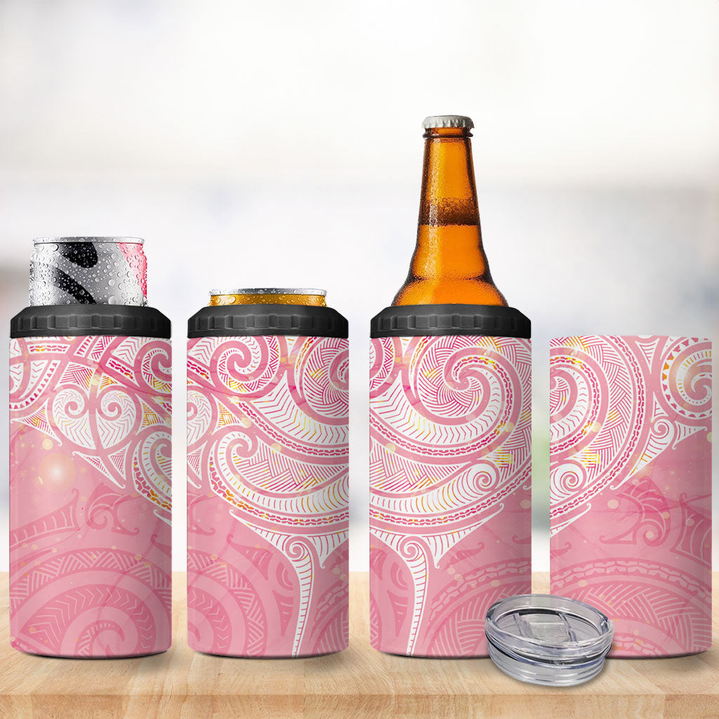 Breast Cancer Movement Maori Aotearoa 4 in 1 Can Cooler Tumbler Manta Ray - Pink Glaze