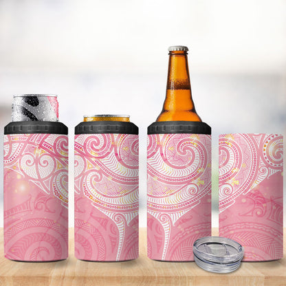 Breast Cancer Movement Maori Aotearoa 4 in 1 Can Cooler Tumbler Manta Ray - Pink Glaze