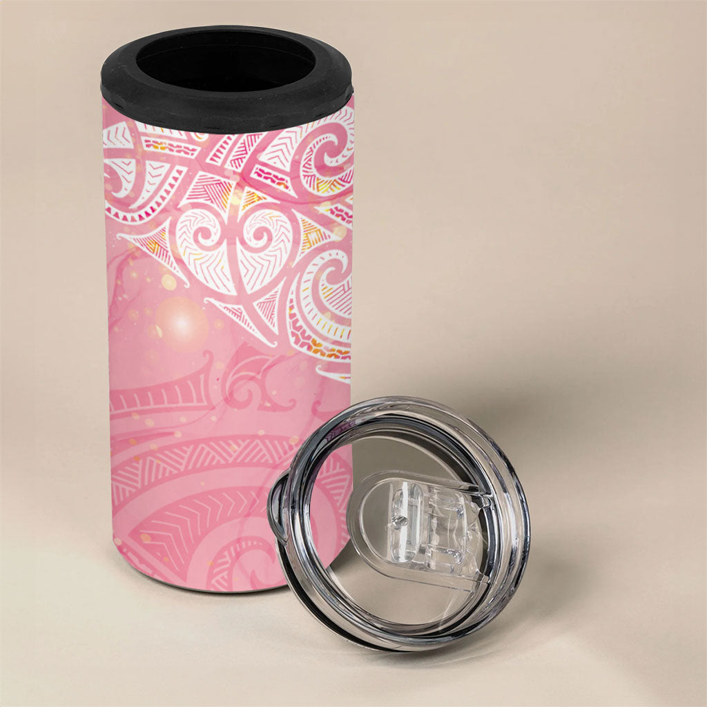 Breast Cancer Movement Maori Aotearoa 4 in 1 Can Cooler Tumbler Manta Ray - Pink Glaze