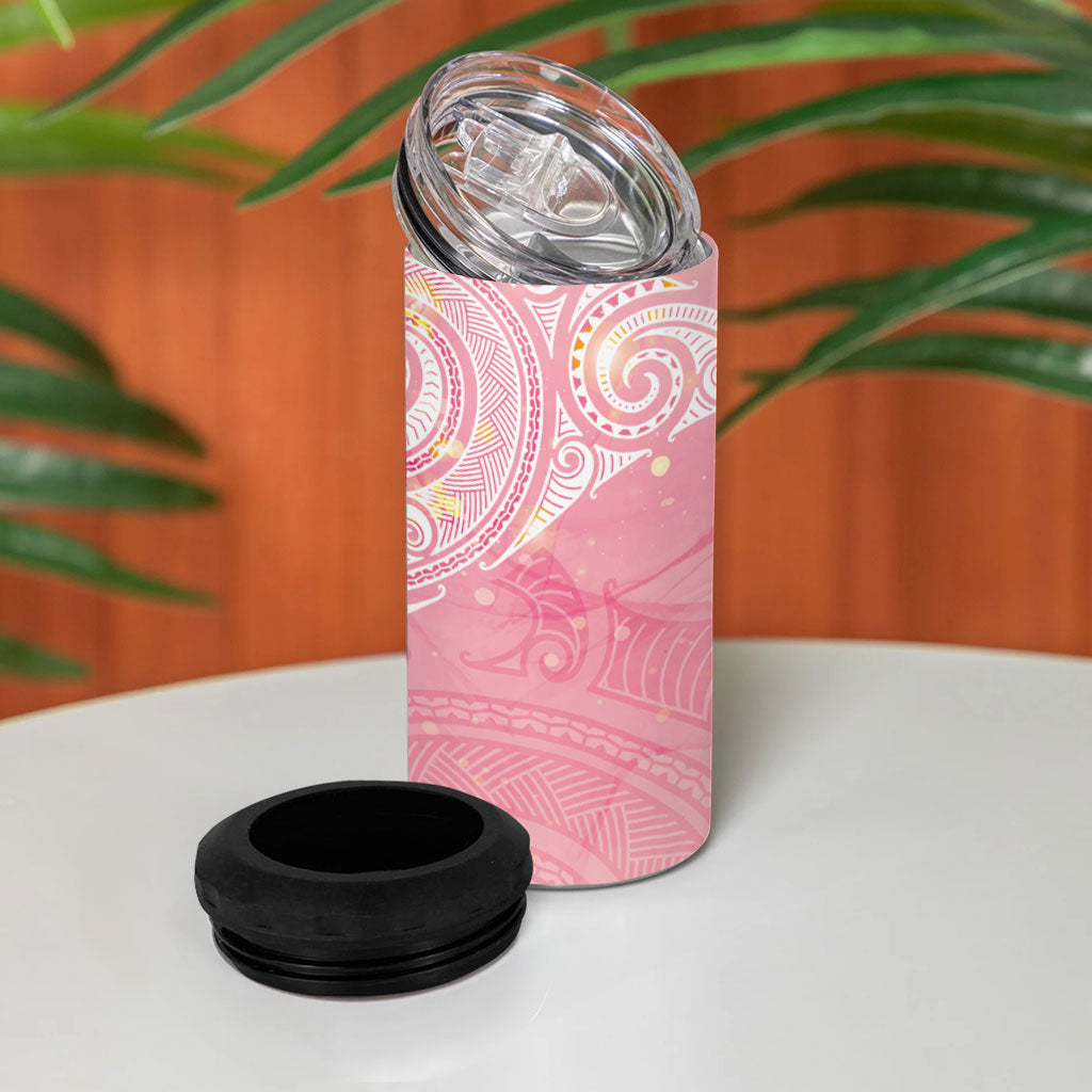 Breast Cancer Movement Maori Aotearoa 4 in 1 Can Cooler Tumbler Manta Ray - Pink Glaze