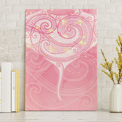 Breast Cancer Movement Maori Aotearoa Canvas Wall Art Manta Ray - Pink Glaze