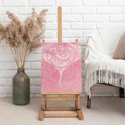 Breast Cancer Movement Maori Aotearoa Canvas Wall Art Manta Ray - Pink Glaze