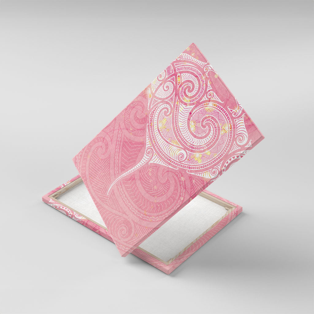 Breast Cancer Movement Maori Aotearoa Canvas Wall Art Manta Ray - Pink Glaze
