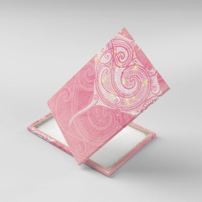 Breast Cancer Movement Maori Aotearoa Canvas Wall Art Manta Ray - Pink Glaze