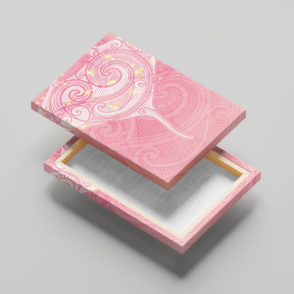 Breast Cancer Movement Maori Aotearoa Canvas Wall Art Manta Ray - Pink Glaze