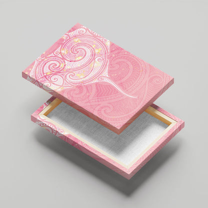Breast Cancer Movement Maori Aotearoa Canvas Wall Art Manta Ray - Pink Glaze