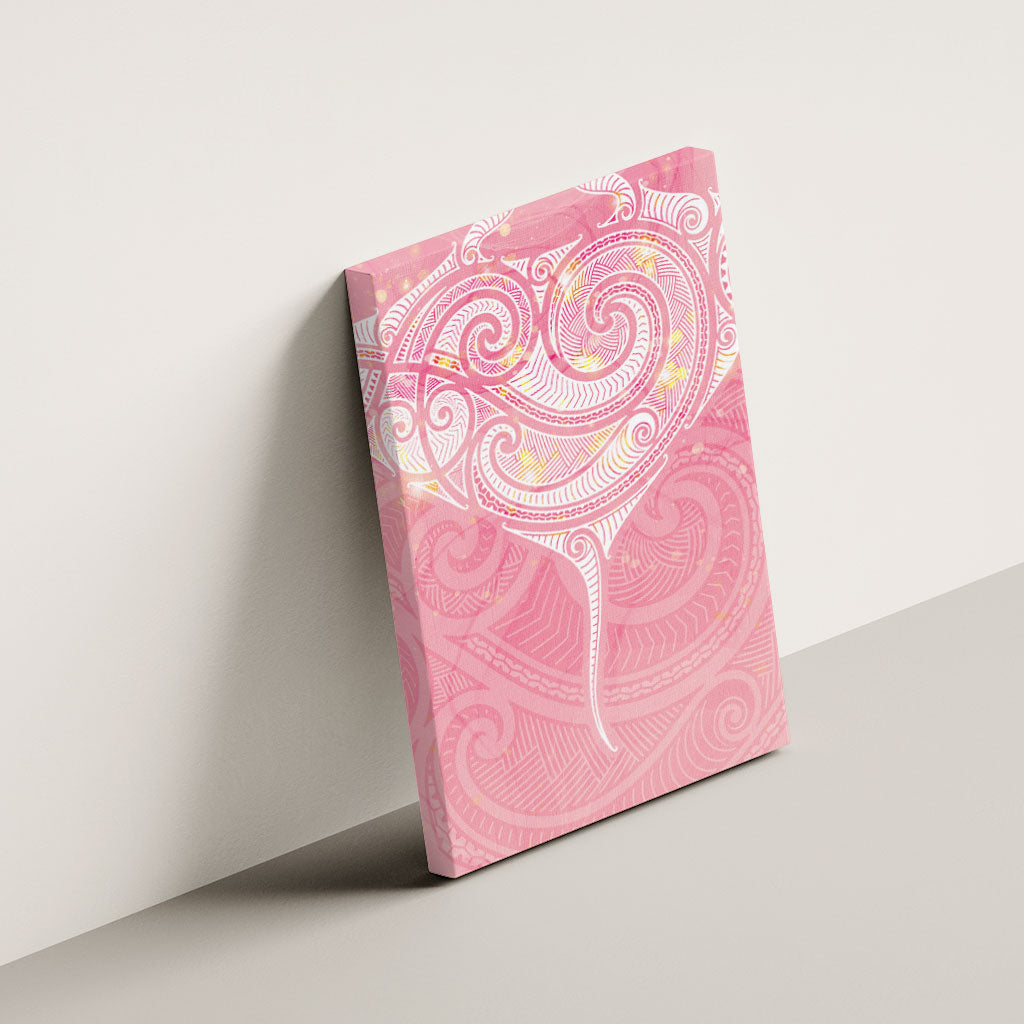Breast Cancer Movement Maori Aotearoa Canvas Wall Art Manta Ray - Pink Glaze