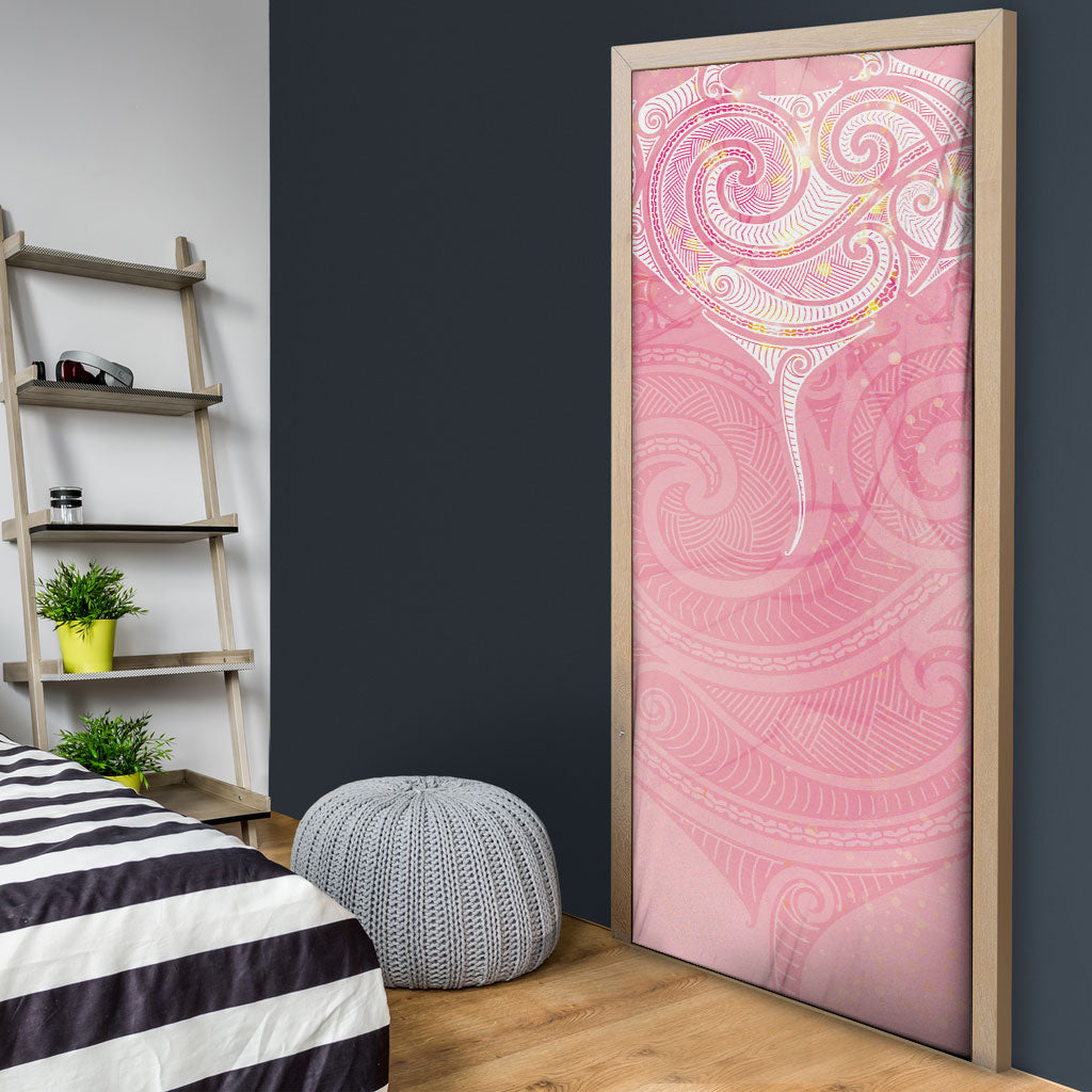 Breast Cancer Movement Maori Aotearoa Door Cover Manta Ray - Pink Glaze