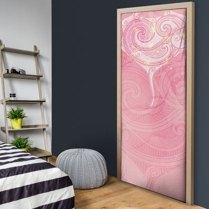 Breast Cancer Movement Maori Aotearoa Door Cover Manta Ray - Pink Glaze
