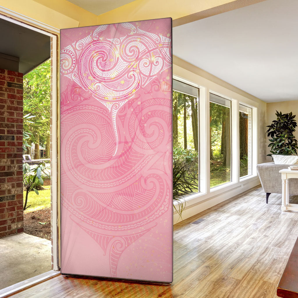 Breast Cancer Movement Maori Aotearoa Door Cover Manta Ray - Pink Glaze