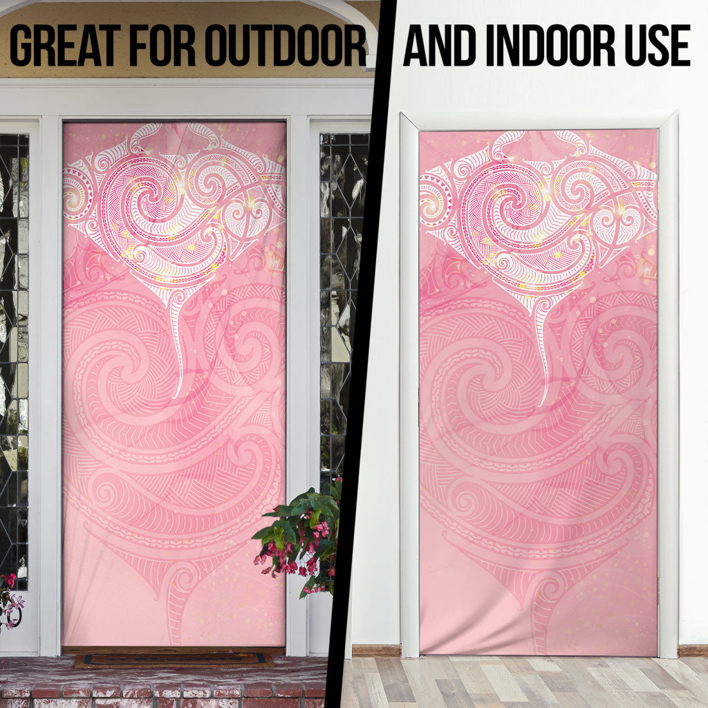 Breast Cancer Movement Maori Aotearoa Door Cover Manta Ray - Pink Glaze