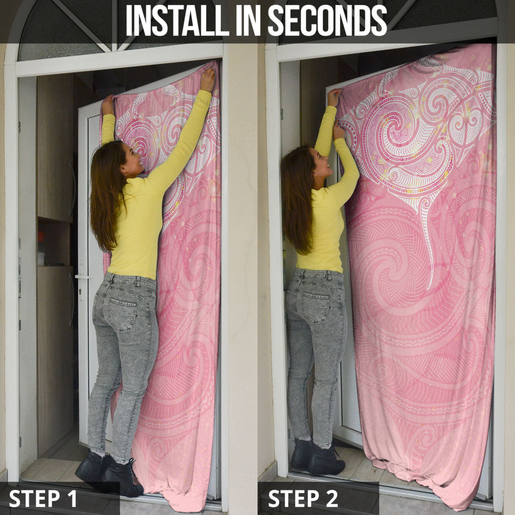 Breast Cancer Movement Maori Aotearoa Door Cover Manta Ray - Pink Glaze