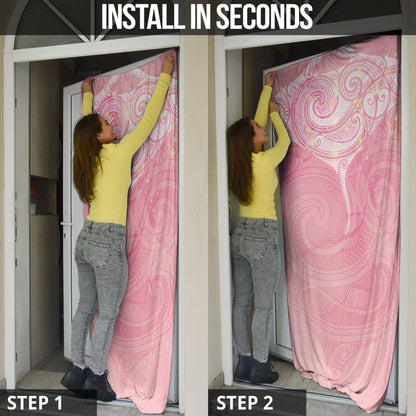 Breast Cancer Movement Maori Aotearoa Door Cover Manta Ray - Pink Glaze