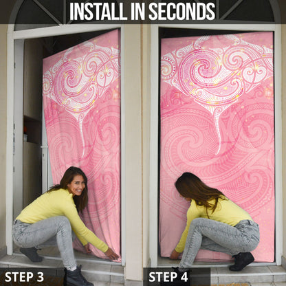 Breast Cancer Movement Maori Aotearoa Door Cover Manta Ray - Pink Glaze
