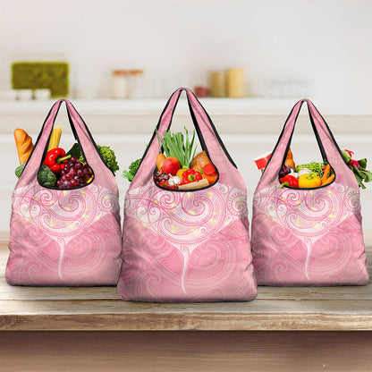 Breast Cancer Movement Maori Aotearoa Grocery Bag Manta Ray - Pink Glaze