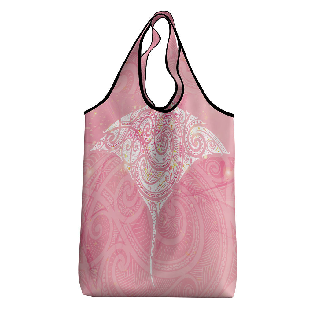 Breast Cancer Movement Maori Aotearoa Grocery Bag Manta Ray - Pink Glaze